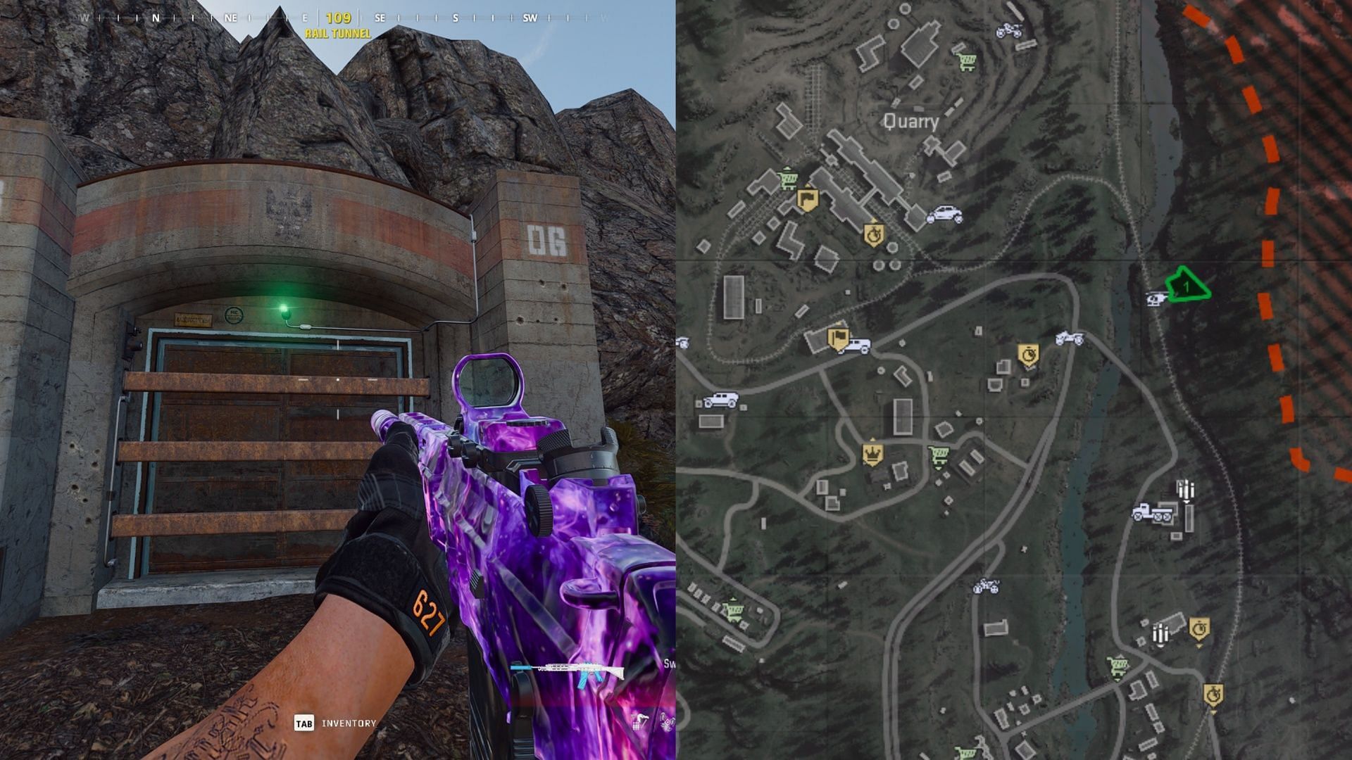 Location of Bunker 06 in Verdansk (Images via Sportskeeda Gaming || Activision)
